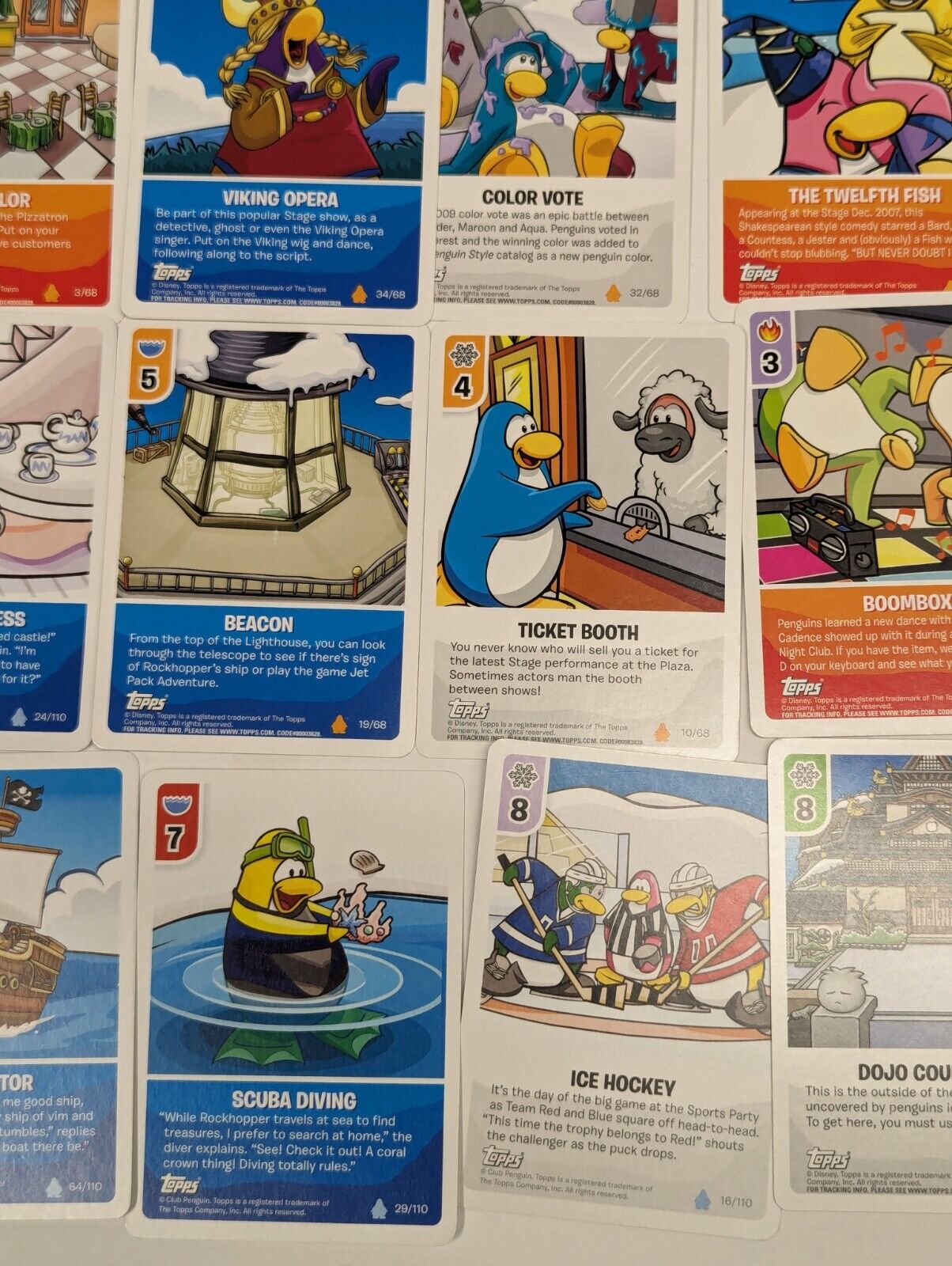 Topps Disney Club Penguin Card-Jitsu 70 Card Lot w/t Foil Cards, Poster & Tins