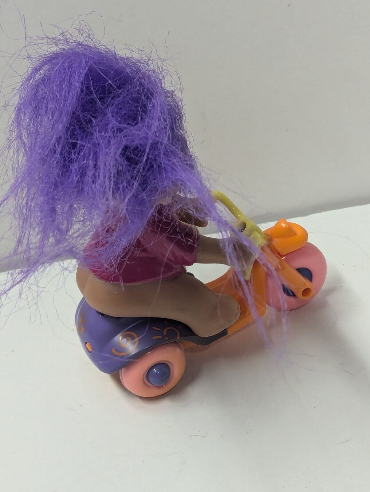 Vintage Purple Blue Hair Troll On Bike Figure Russ Berrie & Co