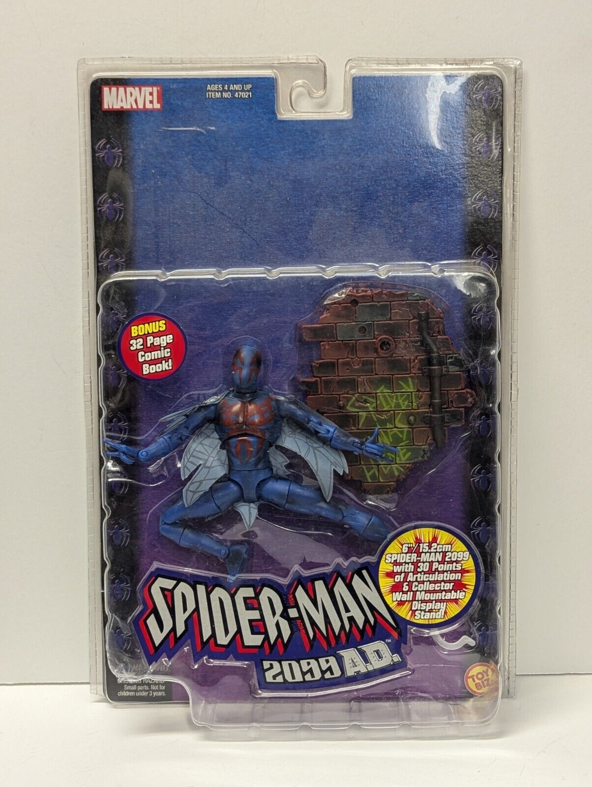 ToyBiz Marvel Legends Spider-Man 2099 6” Action Figure with Stand New No Comic