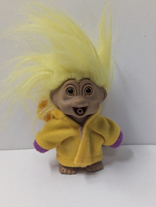 1991 TNT Vintage Troll Doll Yellow Hair Open Mouth With Outfit