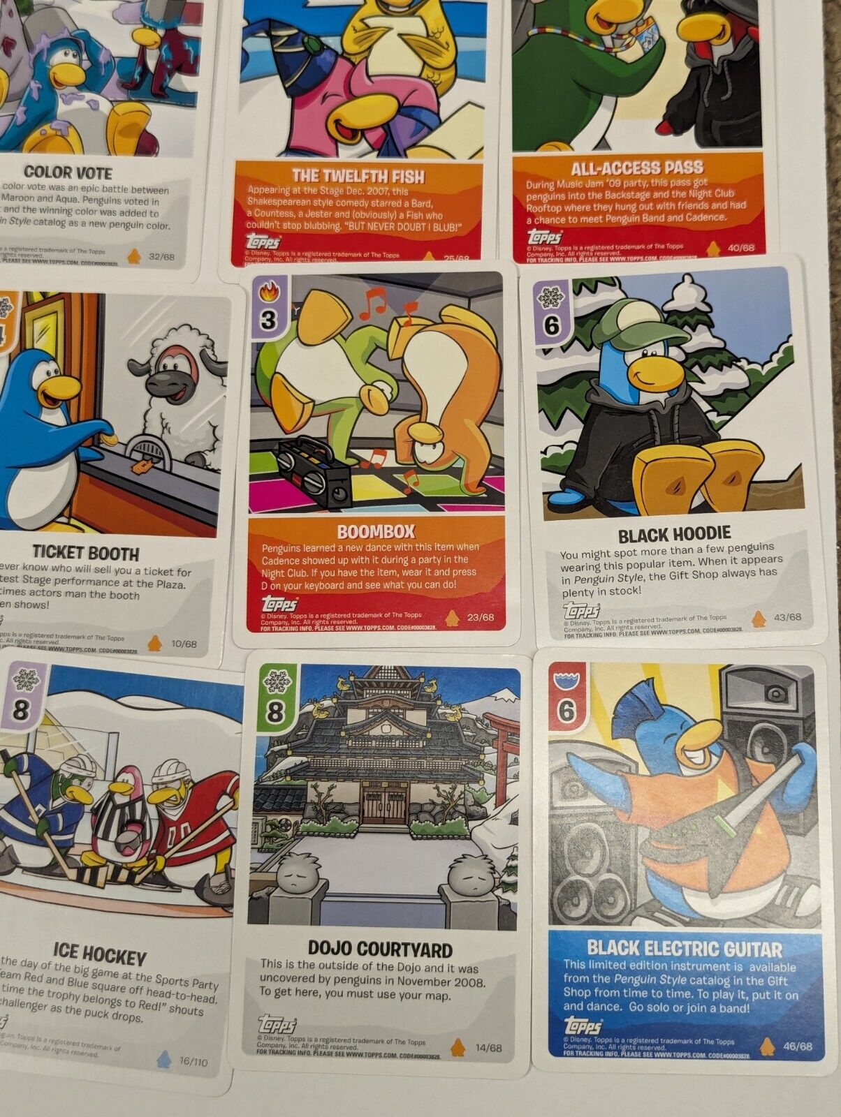 Topps Disney Club Penguin Card-Jitsu 70 Card Lot w/t Foil Cards, Poster & Tins