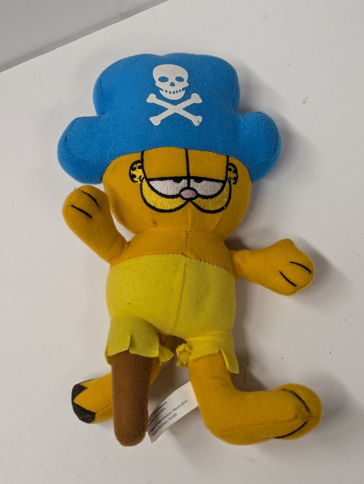 2012 Garfield Pirate 6" Plush SMALL Peg Leg Toy Factory Stuffed