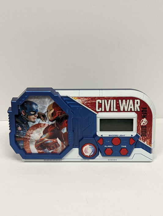 Marvel Captain America Civial Wars Kids Alarm Clock UNTESTED USED