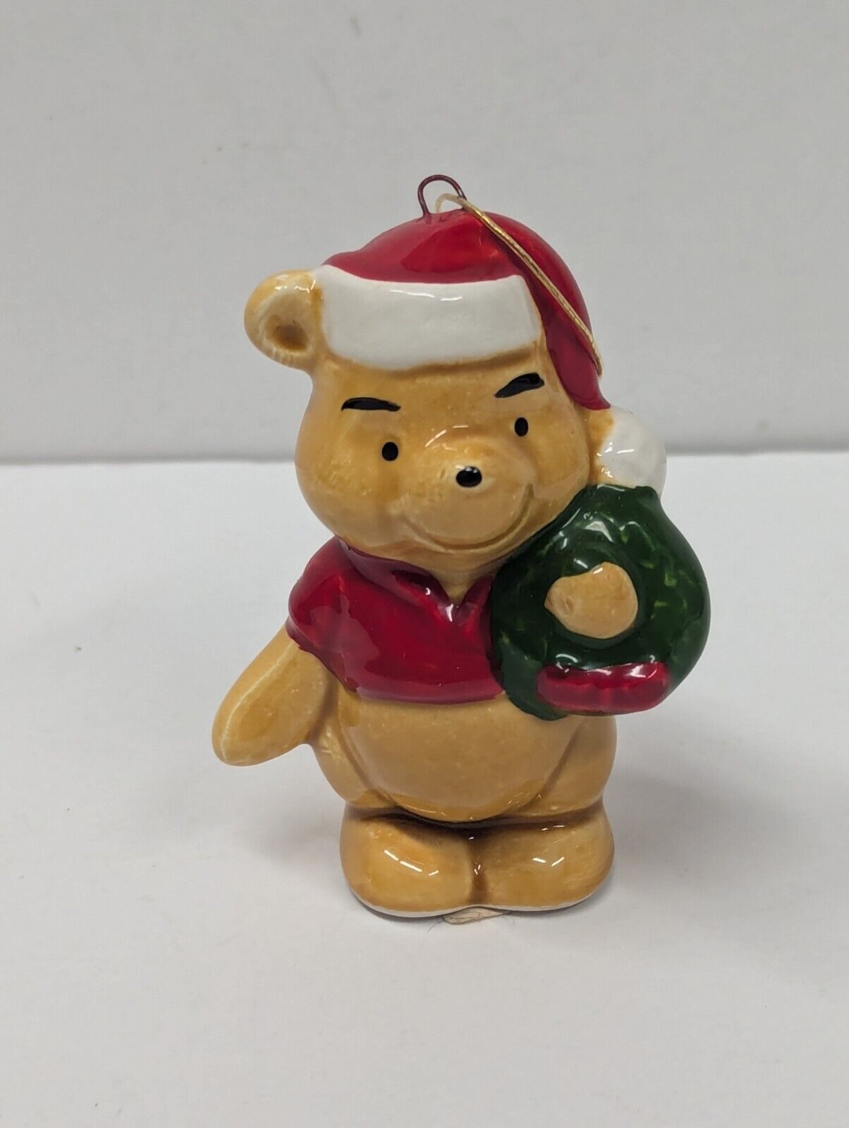 Vintage Walt Disney Winnie the Pooh Ceramic Christmas Ornament Lot Of 2 Japan 