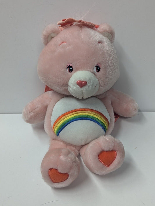 2003 Care Bears Pink Rainbow (Cheer Bear) Plush Backpack