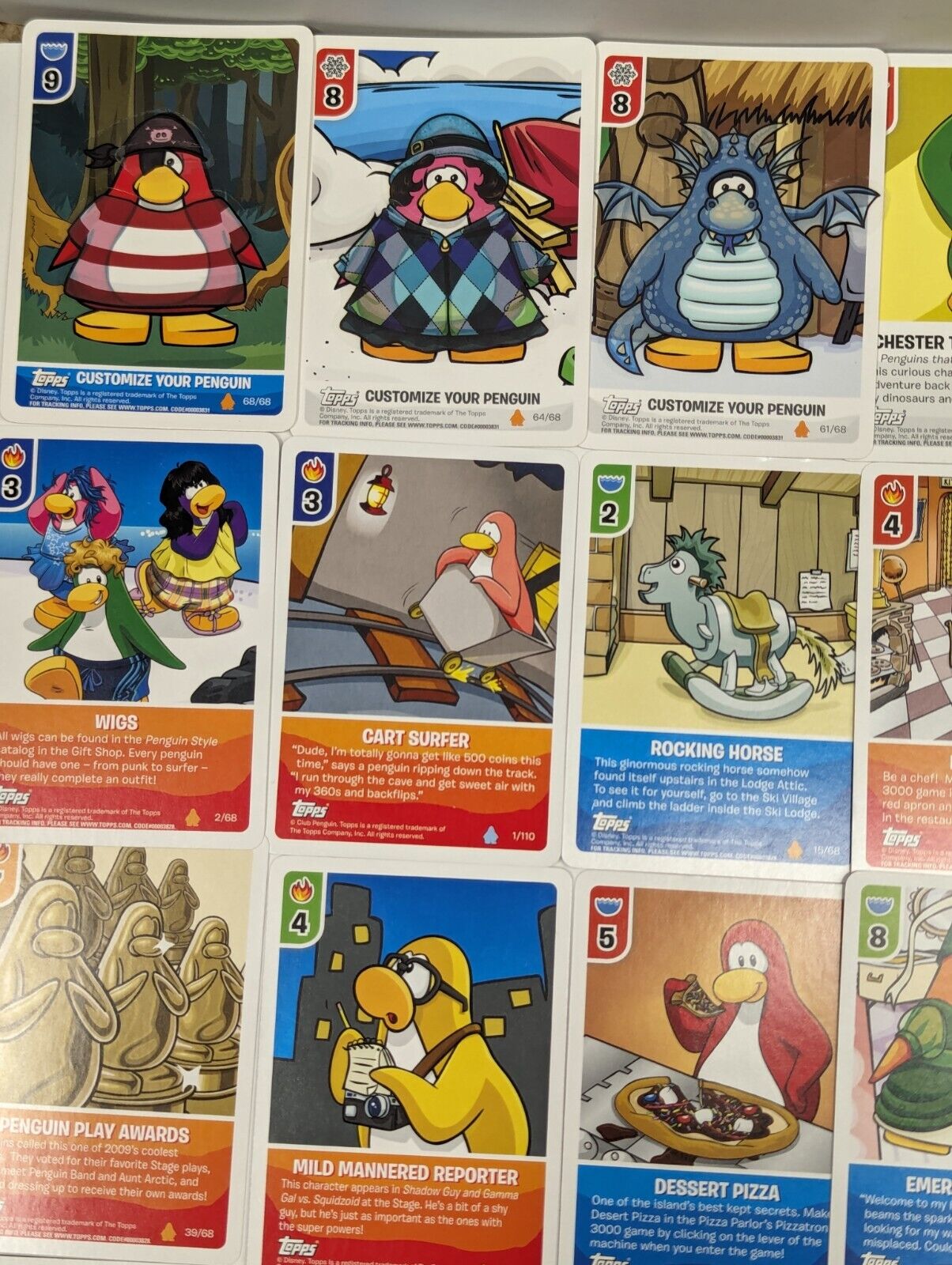 Topps Disney Club Penguin Card-Jitsu 70 Card Lot w/t Foil Cards, Poster & Tins