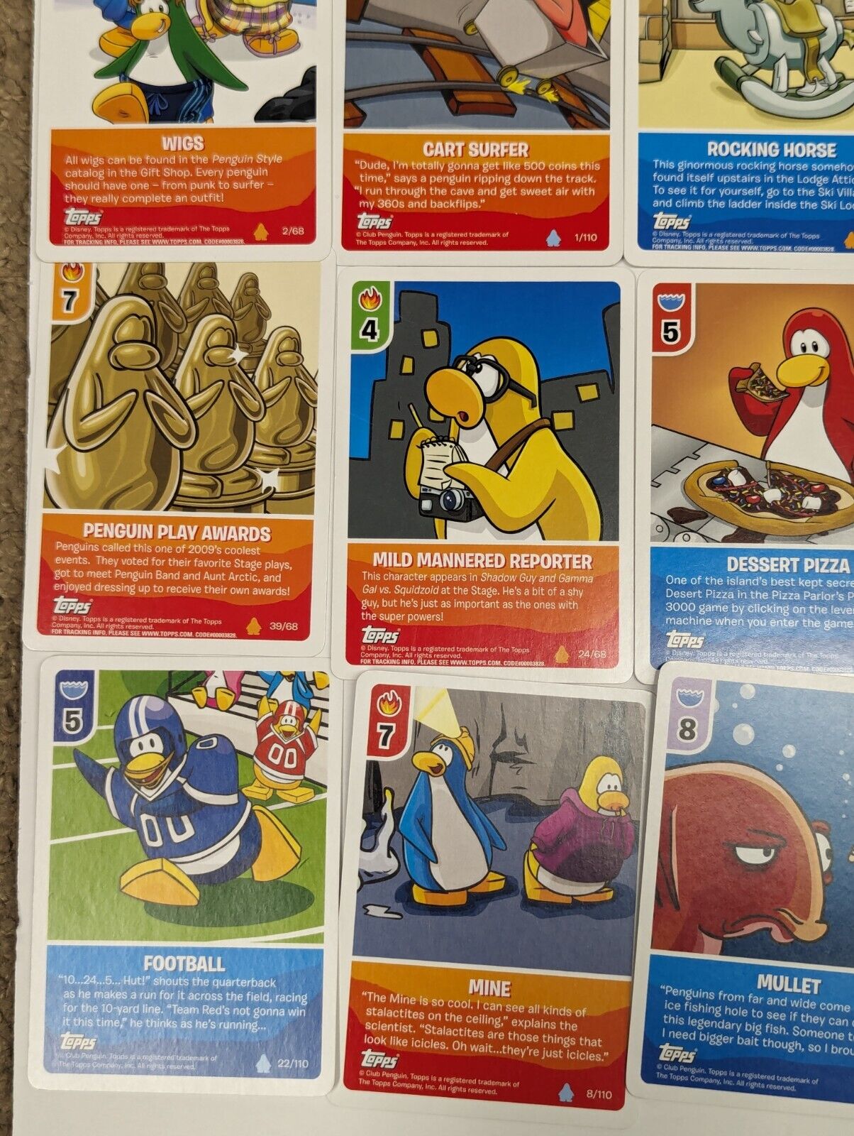 Topps Disney Club Penguin Card-Jitsu 70 Card Lot w/t Foil Cards, Poster & Tins