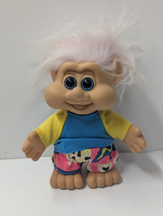 1991 Vintage Troll Doll Surfer with shirt/Shorts Outfit & White Hair (I.T.B.)