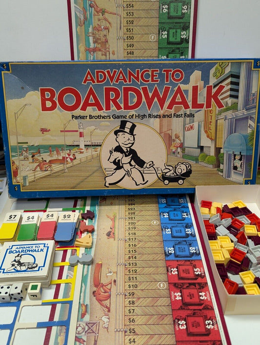 1985 Advance To Boardwalk Board Game Parker Brothers 100% Complete 