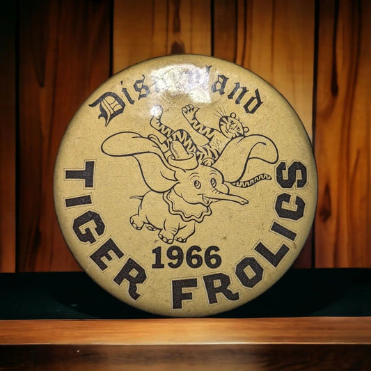 RARE Disneyland 1966 Grad Party Tiger Frolics Button/Pin with Dumbo 