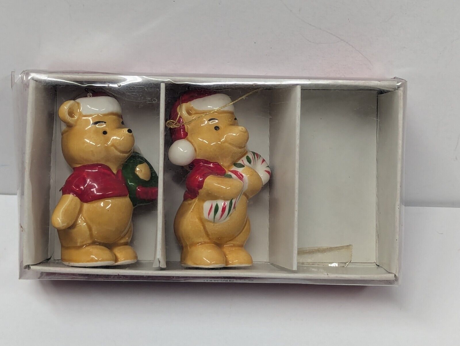 Vintage Walt Disney Winnie the Pooh Ceramic Christmas Ornament Lot Of 2 Japan 